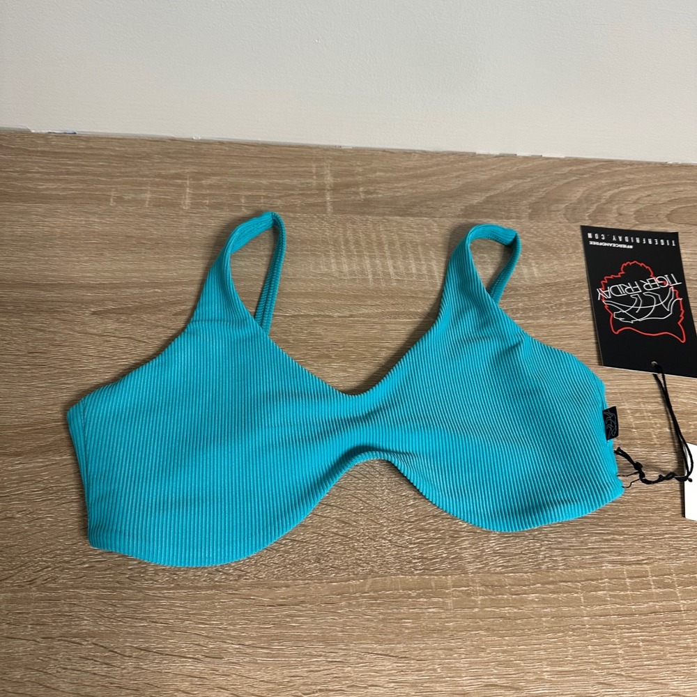 Tiger Friday Ruth Bralette Women Adult S Turquoise Ribbed Dance Top Convention